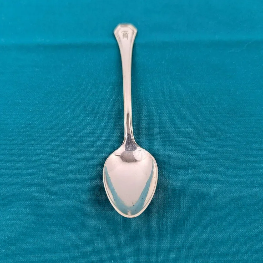 Demitasse Spoon Silverplate Monogrammed Reed & Barton Sierra 4 1/4 Inch 1914